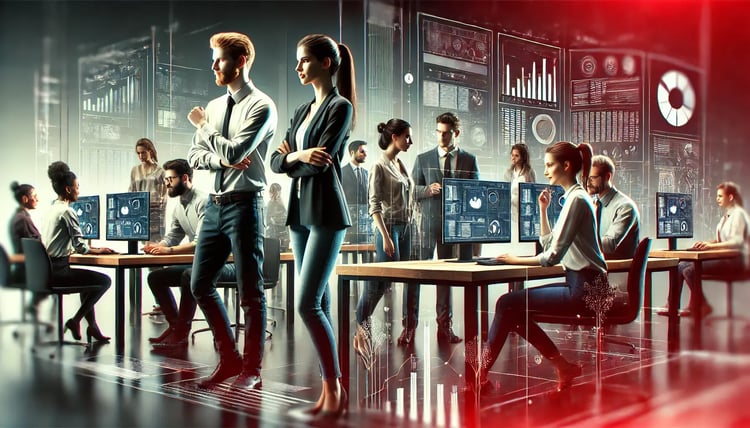 DALL·E 2024-07-12 12.27.20 - A realistic banner image of a team of data analysts working together. The team is diverse, with a mix of genders and ethnicities. They are in a modern